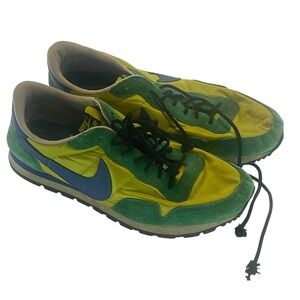 Nike‎ Air Running Shoes Mens US 13 Yellow Green Blue Vintage Sneakers